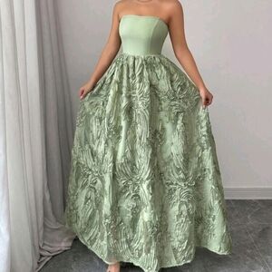 Women's Layered Mesh Ruching Long Dress
